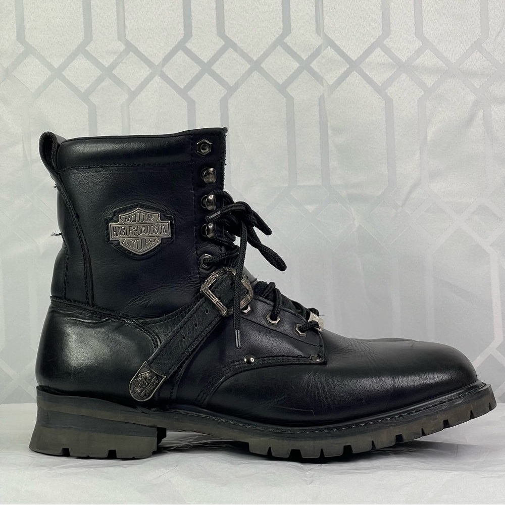 Harley-Davidson Vintage Leather Aero Ride Biker Moto Boots Size 12
